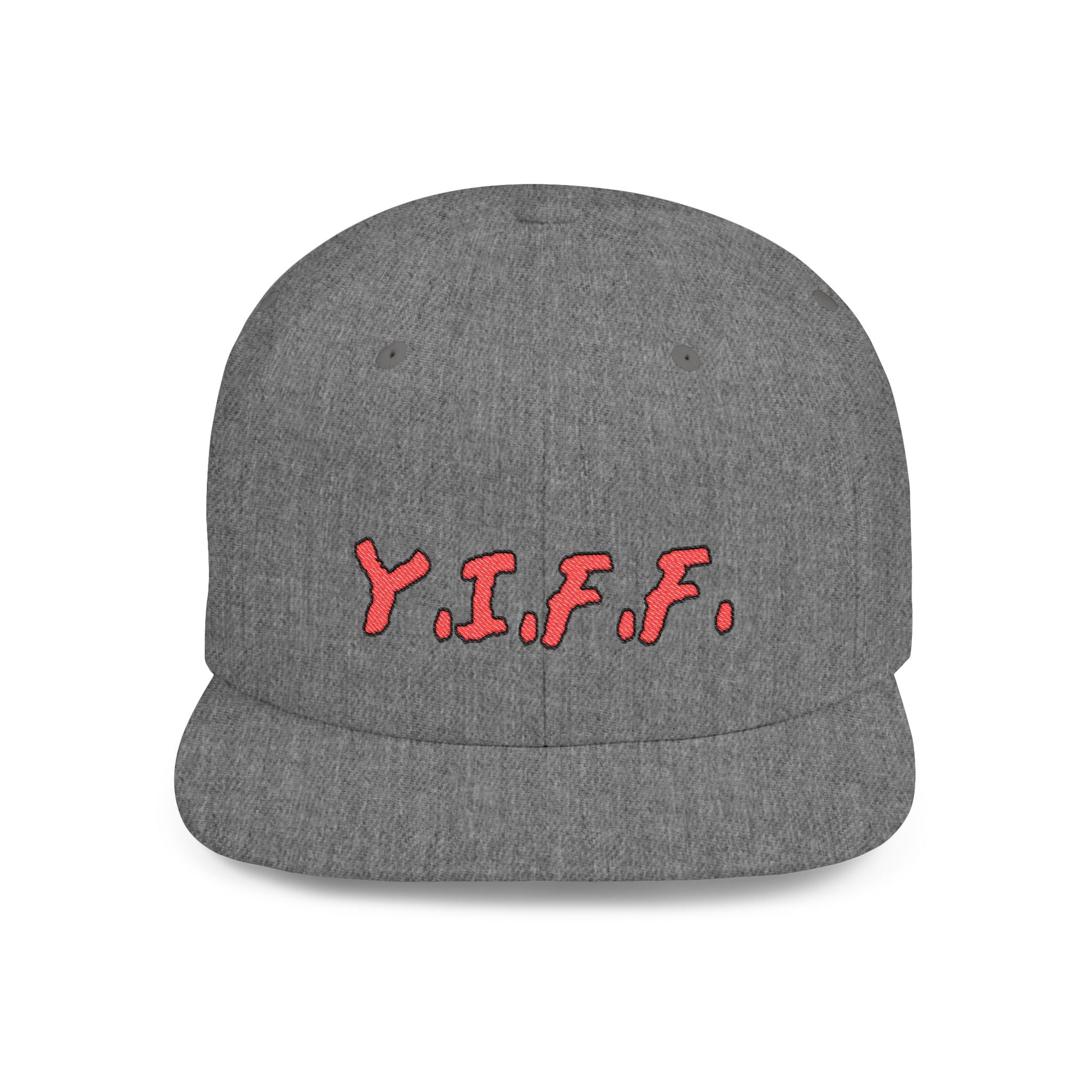 Gray cap with red 'Y.I.F.F.' text on a white background