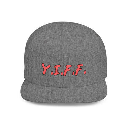 Gray cap with red 'Y.I.F.F.' text on a white background
